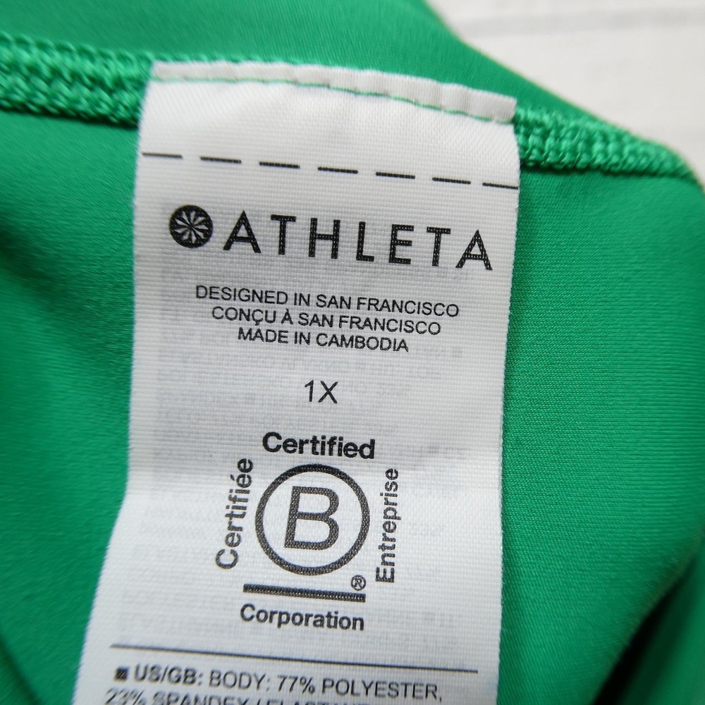Athleta Leggings Womens 1X Green Interval Stash 7/8 Tight Ankle Pockets Gym - Picture 3 of 10